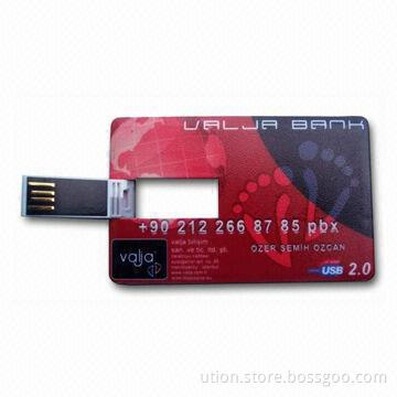 Credit Card USB Flash Disk with Up to 16GB Memory Capacity, Free Sample, Customized Logos Accepted